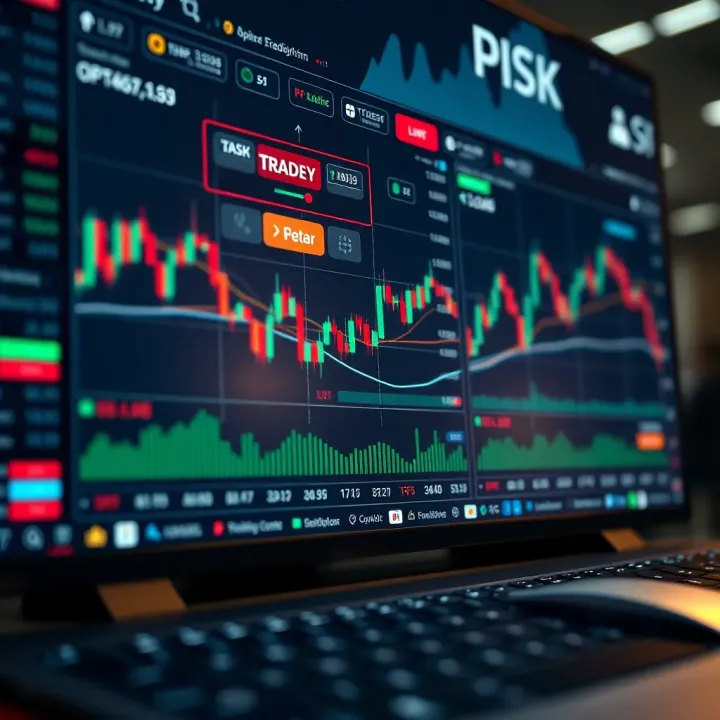 Secure online trading platform interface with charts and risk management tools