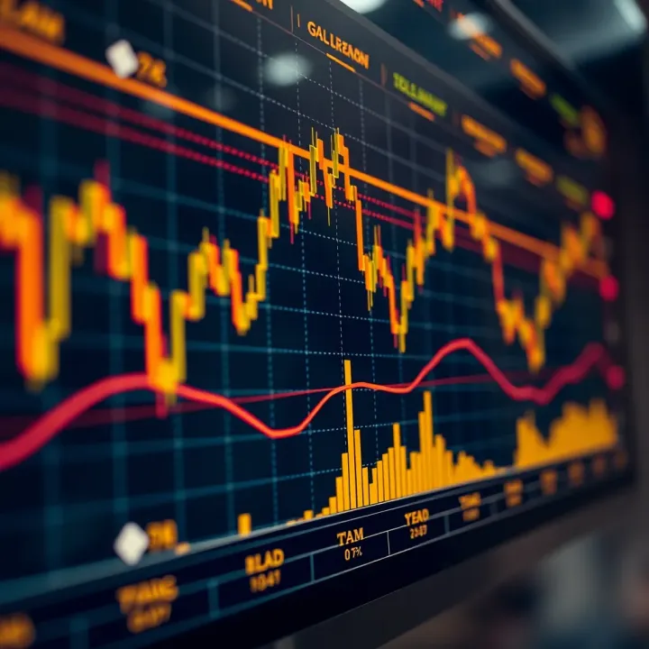 Chart showing gold price movements with technical analysis indicators
