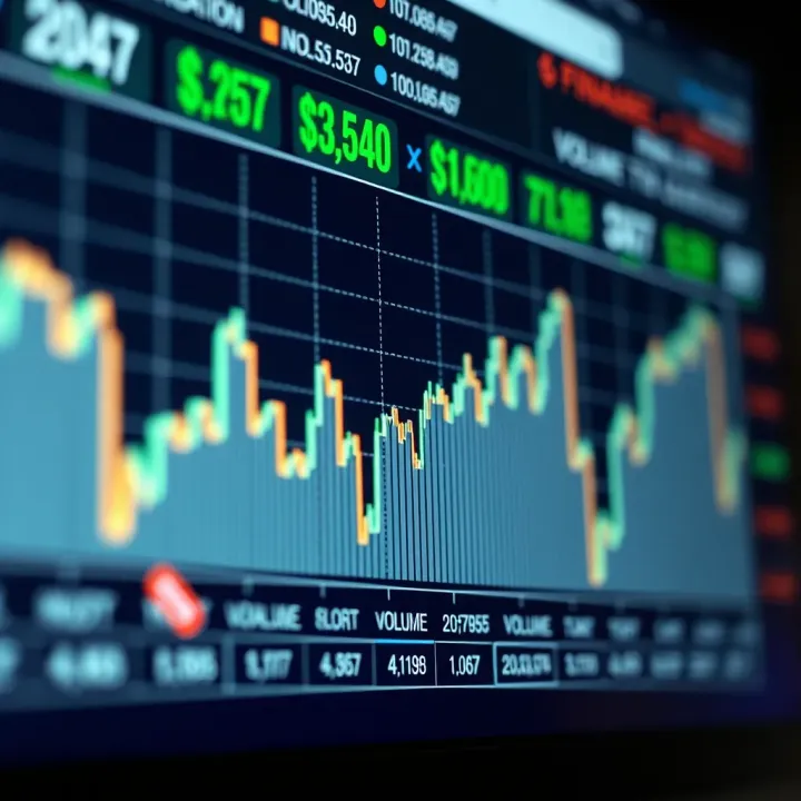 Graph showing financial asset price fluctuations and trading volume over time