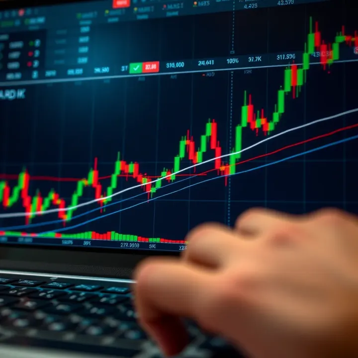 Illustration of various technical analysis tools such as trend lines, support and resistance levels on a stock market graph