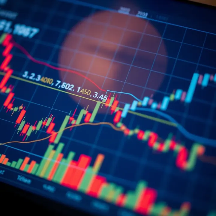 Graph showcasing common technical indicators such as moving averages and RSI in a financial market
