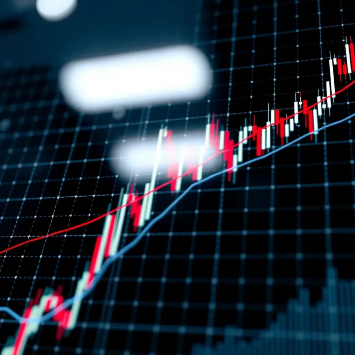 Trend Lines and Support Resistance in Technical Market Analysis Graph with trend lines and support resistance levels illustrating technical market trends