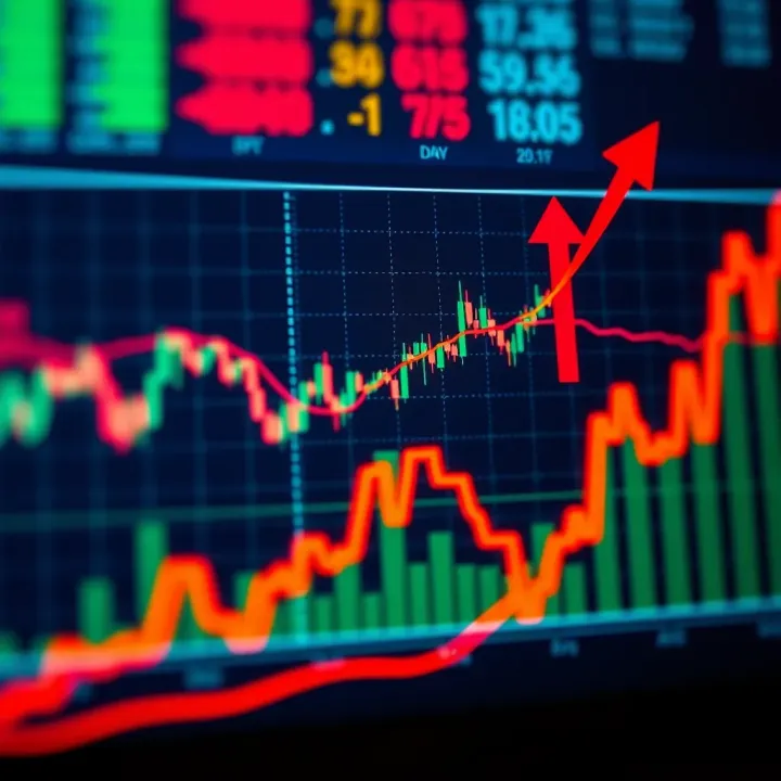 Analyzing Binary Options Market Trends in Colombia Graph showing binary options trading trends with upward and downward arrows
