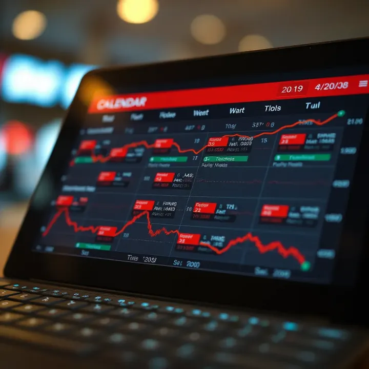 Illustration showing a calendar marked with key economic events influencing currency markets