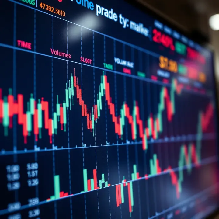 Graph showing price movements with volume bars indicating market activity over time
